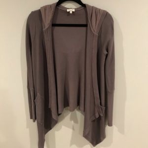 Splendid waffle knit hooded cardigan